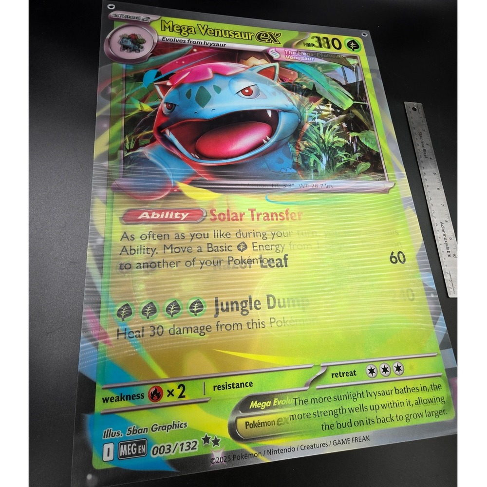 Pokemon Mega Venusaur Ivysaur EX Lenticular Motion Poster 3D Card Art